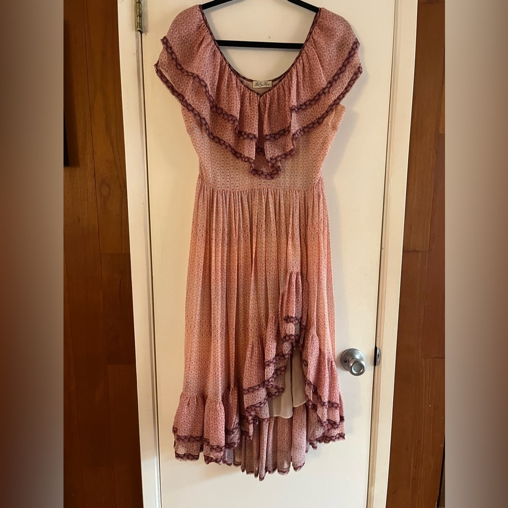 LoveShackFancy Tiered Silk Dress in Antique Rose